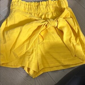 BCBGeneration Sunny Yellow Ruffle Shorts